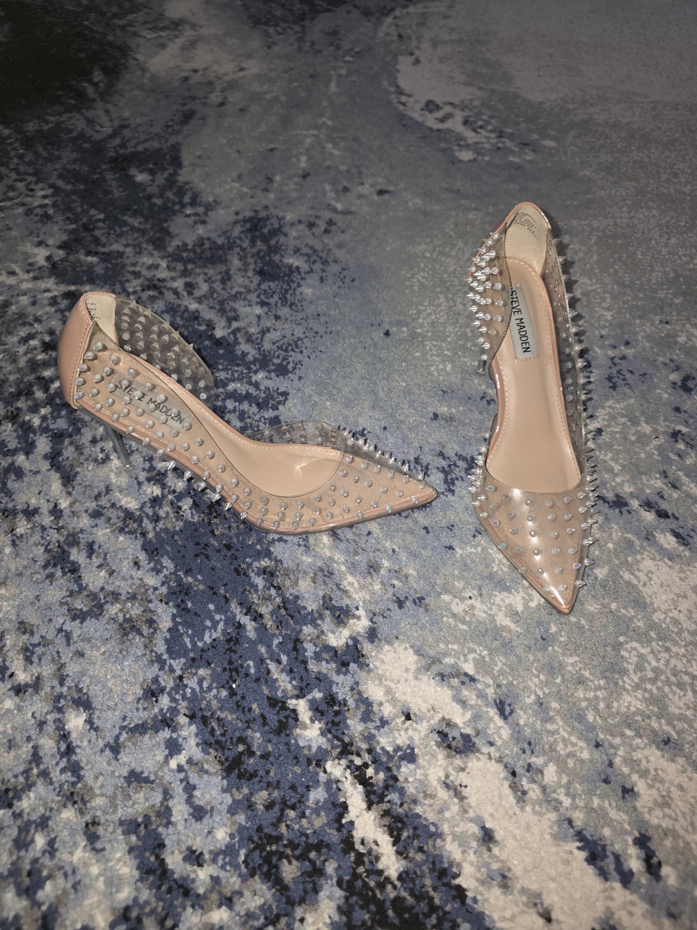Steve Madden Tolima Nude Pointed Spike-Studded Pumps Size 6.5